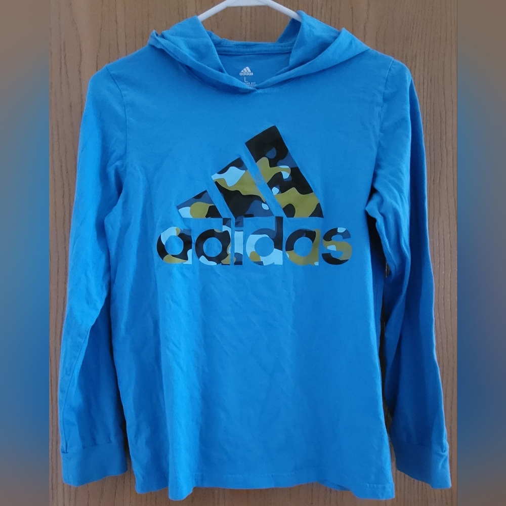 Big Boys Adidas Camo Badge of Sport Hooded Tee - Picture 3 of 5